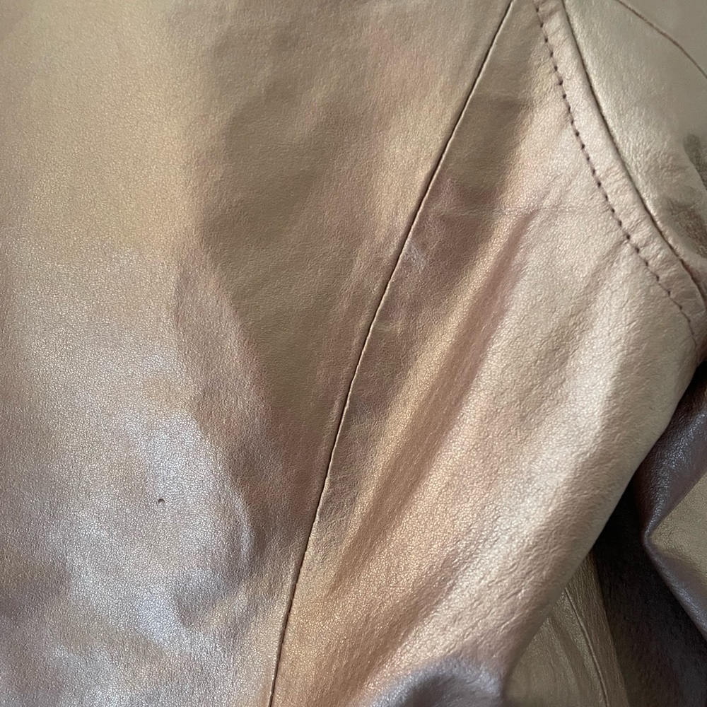 Aria Bronze Moto PU Leather Jacket Medium - Picture 11 of 12